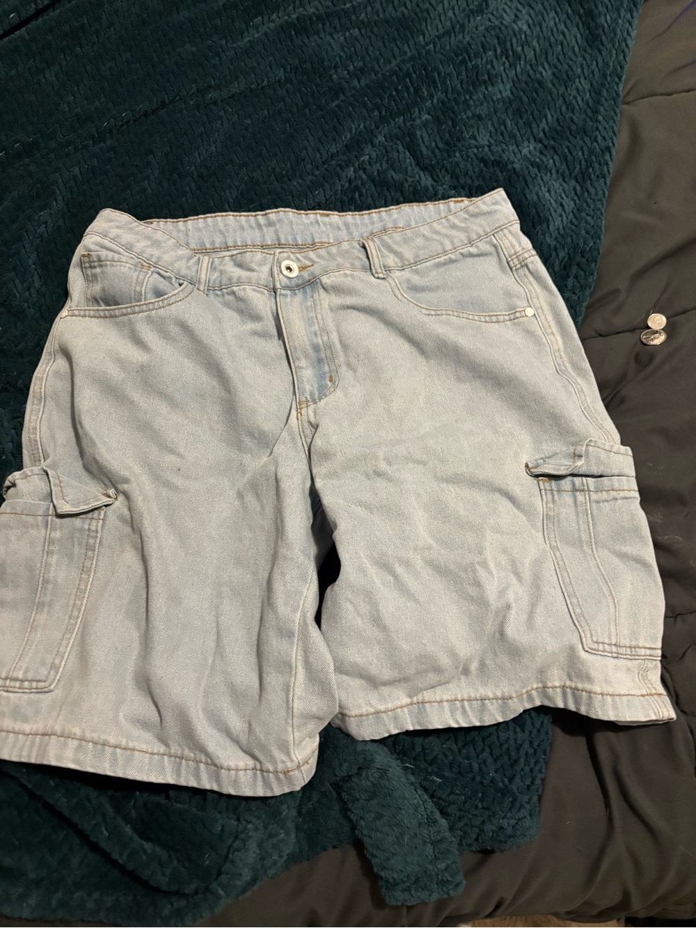 Light Blue Men's Cargo Denim Shorts